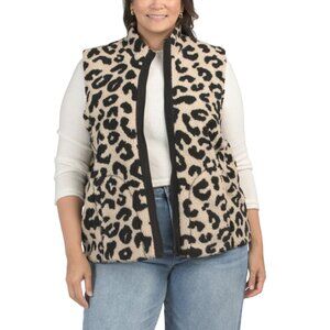 ONQUE Fawn Plus Reversible Faux Sherpa And Fleece Vest